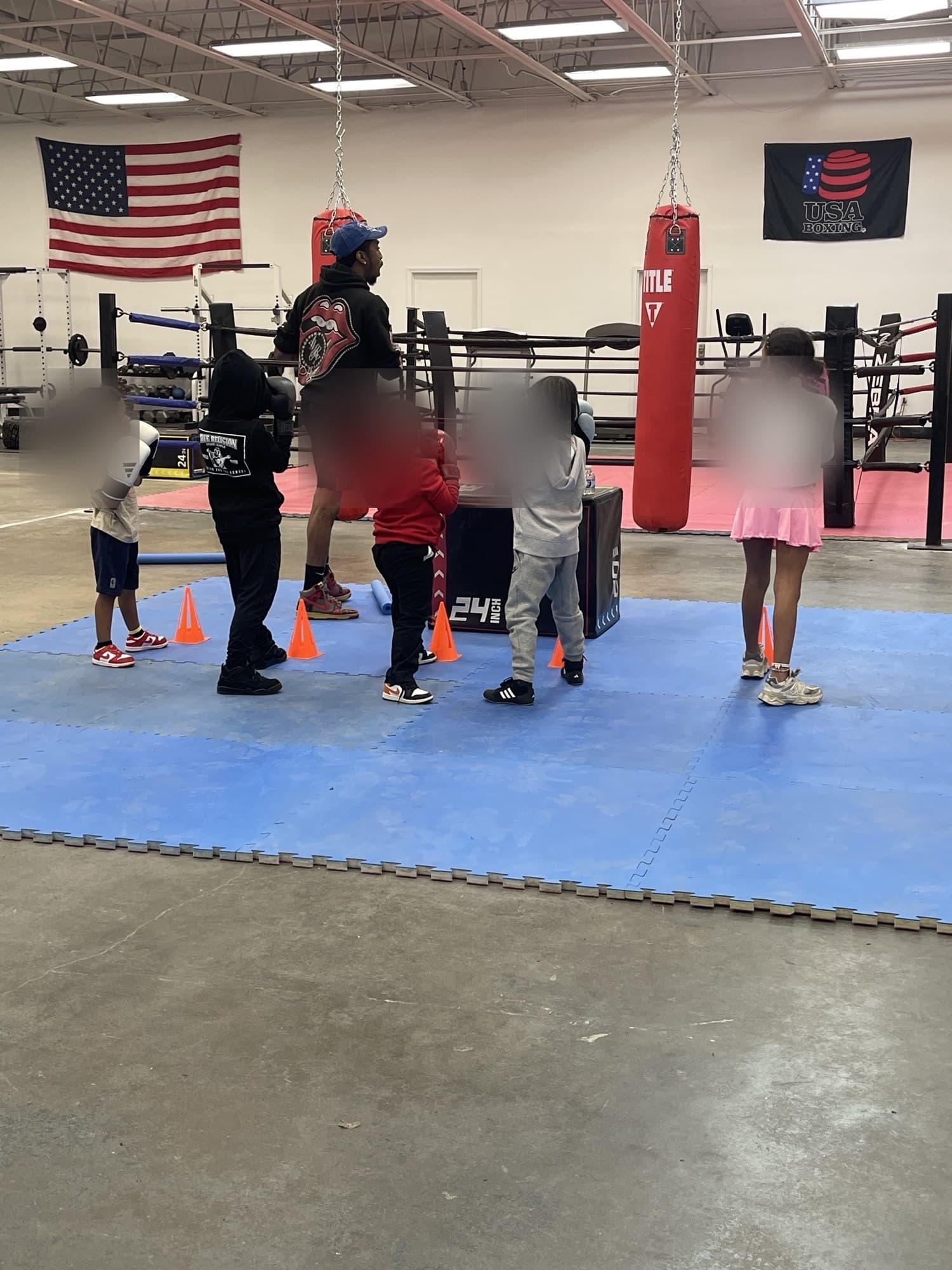 Kids boxing class training together at FC High Performance